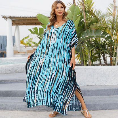 Robe Bohème Femme à Enfiler – Imprimé Rayures Verticales Abstraites