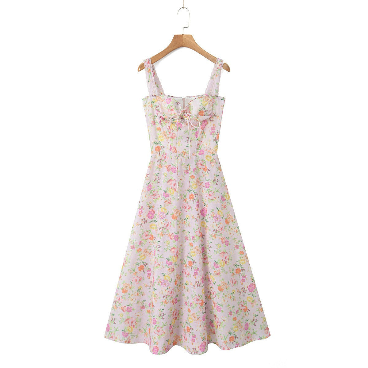 Robe Midi Femme Fleurie Coupe A-Line Coton – Haut Ajusté Jupe Fluide Légère