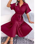 Robe Chemise Femme Loose – Ceinture Nouée & Coupe Décontractée
