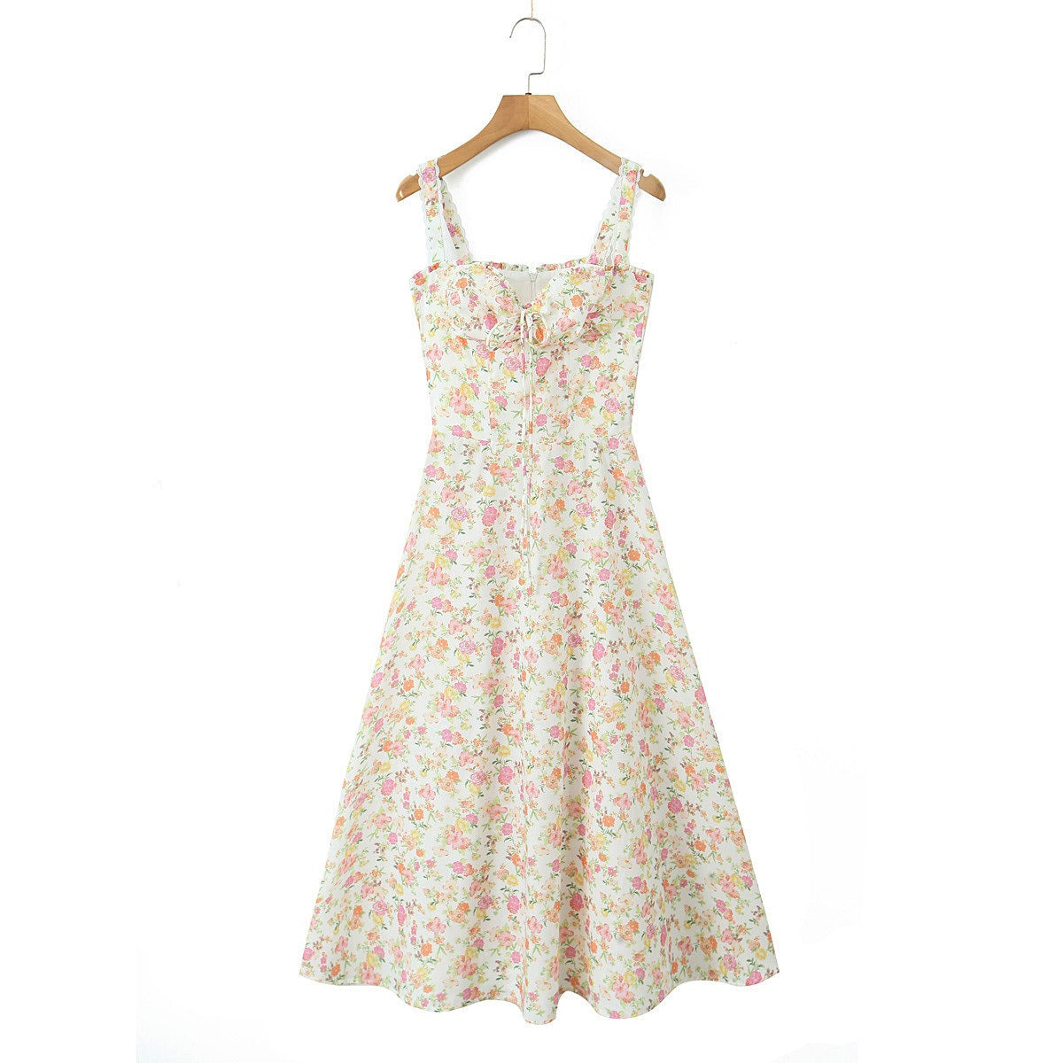 Robe Midi Femme Fleurie Coupe A-Line Coton – Haut Ajusté Jupe Fluide Légère