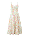 Robe Midi Femme Fleurie Coupe A-Line Coton – Haut Ajusté Jupe Fluide Légère