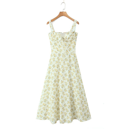 Robe Midi Femme Fleurie Coupe A-Line Coton – Haut Ajusté Jupe Fluide Légère