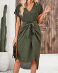 Robe Femme Manches Courtes Ample – Détail Passepoil Décontracté
