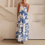 Robe Femme Bretelles Fines Sans Manches Longueur Maxi – Taille Mi-Haute
