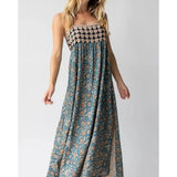 Robe Longue Femme Fleurie Fente Latérale – Légère Sans Manches Bretelles Ajustables