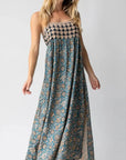 Robe Longue Femme Fleurie Fente Latérale – Légère Sans Manches Bretelles Ajustables