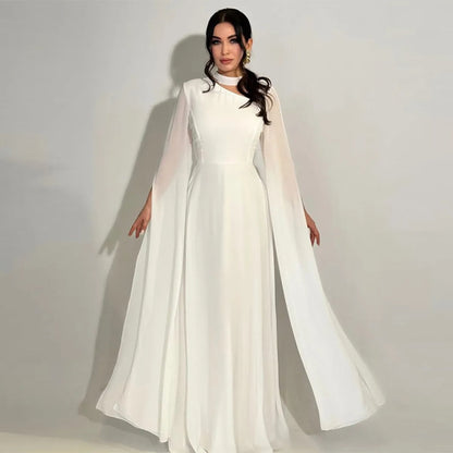 Robe Longue Femme Coupe A – Encolure Asymétrique à Découpe