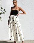 Robe Longue Femme Tube à Pois – Silhouette Gainante Effet Patchwork