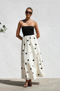 Robe Longue Femme Tube à Pois – Silhouette Gainante Effet Patchwork