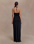 Robe Longue Femme Dos Nu Col Licou – Détail Anneau Métallique à la Taille