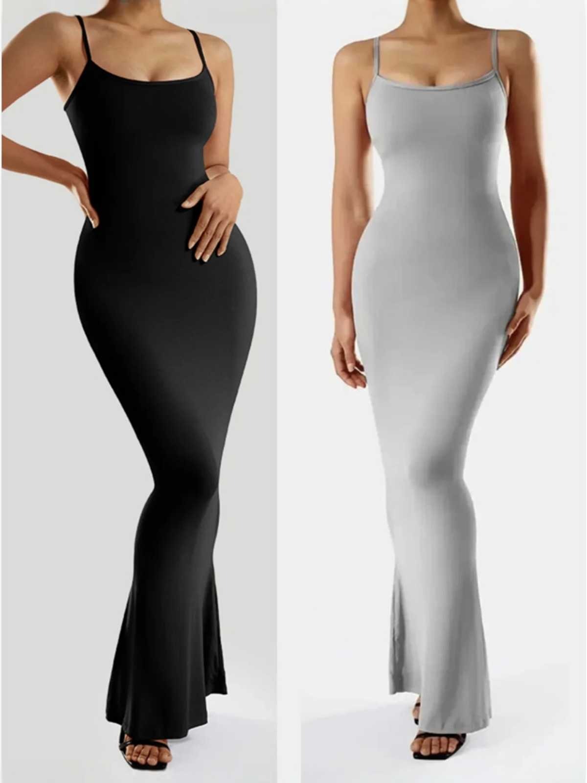 Robe Maxi Bodycon Femme – Bretelles Fines et Silhouette Élancée