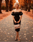 Robe Midi Femme à Manches Bouffantes – Tissu Rayonne Légère