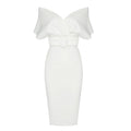 Robe Midi Femme Épaules Dénudées – Ceinturée Coupe Bodycon Structurée