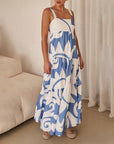 Robe Femme Bretelles Fines Sans Manches Longueur Maxi – Taille Mi-Haute