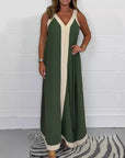 Robe Longue Femme sans Manches Bicolore – Col V Coupe Ample