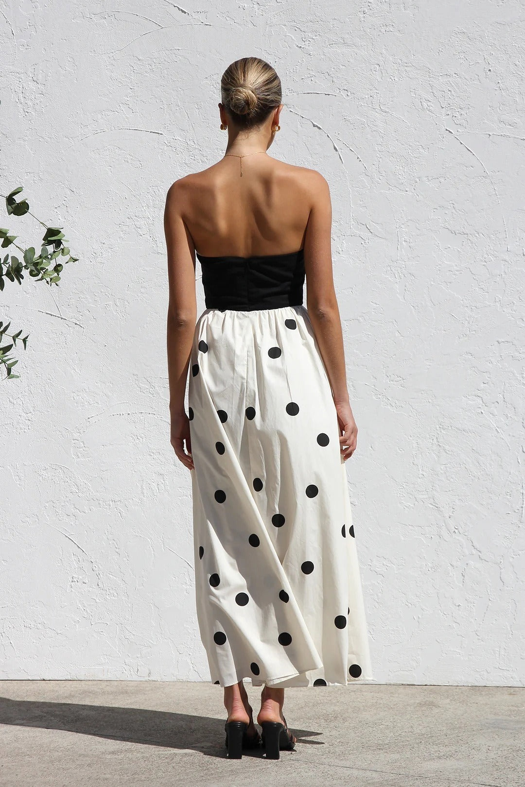 Robe Longue Femme Tube à Pois – Silhouette Gainante Effet Patchwork