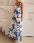 Robe Femme Bretelles Fines Sans Manches Longueur Maxi – Taille Mi-Haute