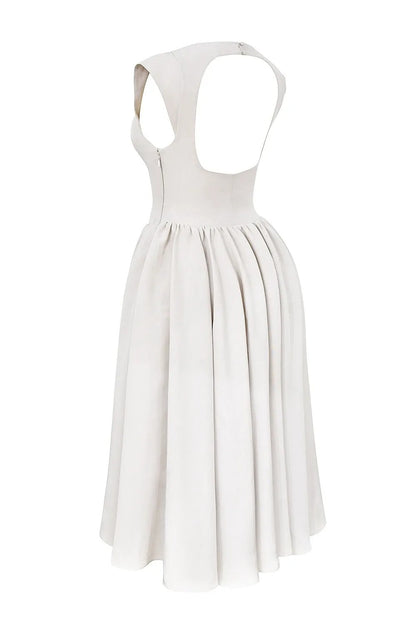 Robe Midi Femme Sans Manches Dos Nu – Col Rond Fluide