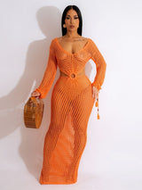 Robe de Plage Femme Crochet Boho – Découpe à la Taille & Détails à Franges