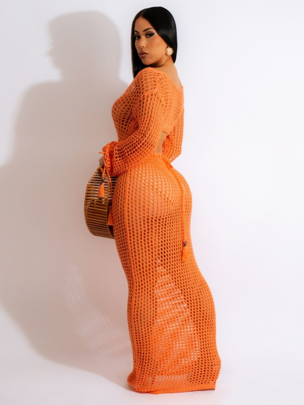 Robe de Plage Femme Crochet Boho – Découpe à la Taille & Détails à Franges