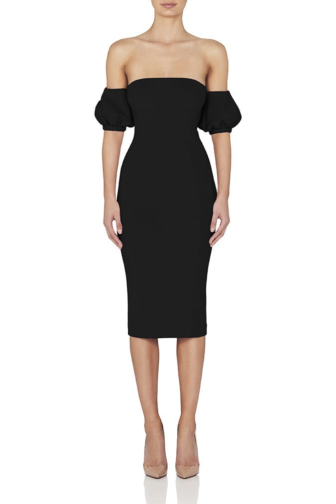 Robe Midi Femme à Manches Bouffantes – Tissu Rayonne Légère