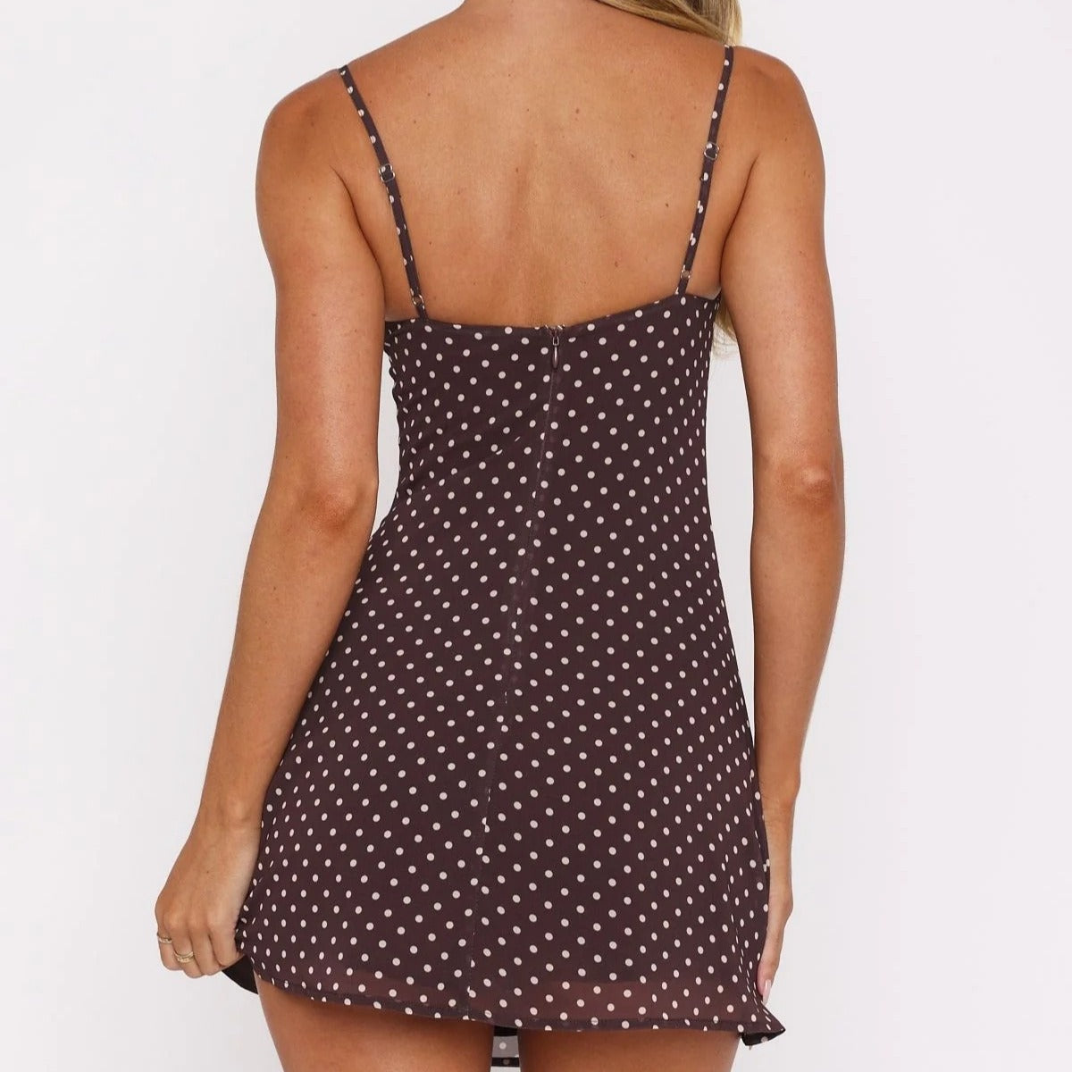 Robe Mini Femme en tissu léger, à pois, coupe moulante – Menvelo