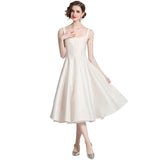 Robe Midi Femme à Bretelles Vintage – Coupe Ajustée Sans Manches