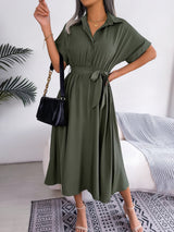 Robe Chemise Femme Loose – Ceinture Nouée & Coupe Décontractée