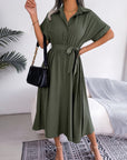 Robe Chemise Femme Loose – Ceinture Nouée & Coupe Décontractée