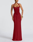 Robe Longue Moulante Froncée pour Femme – Robe de Soirée à Empiècement Transparent