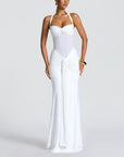 Robe Longue Moulante Froncée pour Femme – Robe de Soirée à Empiècement Transparent