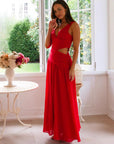 Robe Maxi Femme Sans Manches à Découpes en Coton – Coupe Fluide Ajustée Col V