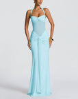 Robe Longue Moulante Froncée pour Femme – Robe de Soirée à Empiècement Transparent