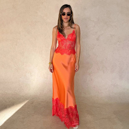 Robe Nuisette Femme à Décolleté V Profond – Dos Nu et Dentelle