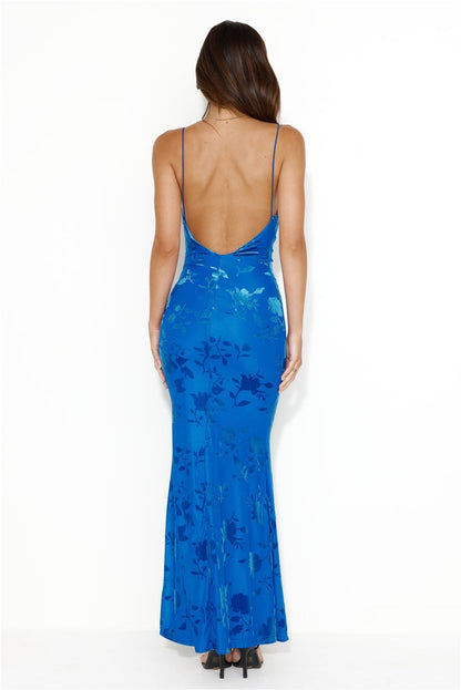 Robe Maxi Femme Dos Nu – Bretelles Fines et Col Drapé