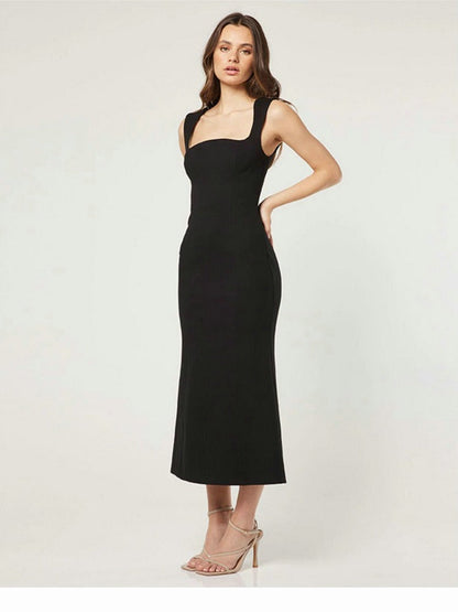 Robe Midi Femme en Coton – Silhouette Bodycon Élégante