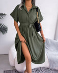 Robe Chemise Femme Loose – Ceinture Nouée & Coupe Décontractée