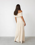 Robe Maxi Femme Épaules Dénudées Plissée – Coupe Fluide et Polyvalente