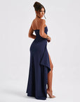 Robe Longue Femme Bustier Plissée Fendue – Silhouette Élégante et Formelle