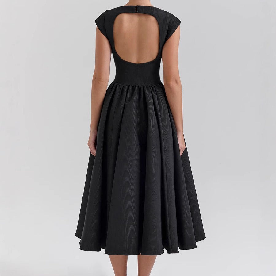 Robe Midi Femme Sans Manches Dos Nu – Col Rond Fluide