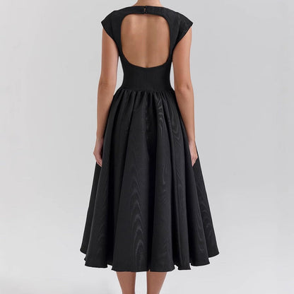 Robe Midi Femme Sans Manches Dos Nu – Col Rond Fluide