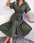 Robe Chemise Femme Loose – Ceinture Nouée & Coupe Décontractée