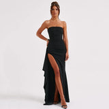 Robe Longue Femme Bustier Plissée Fendue – Silhouette Élégante et Formelle