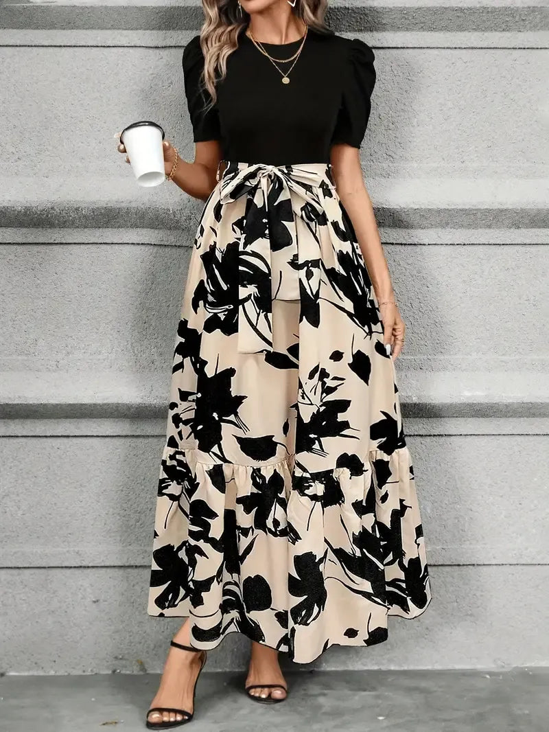 Robe Maxi Femme – Ceinture Nœud Papillon Fluide
