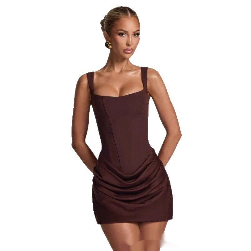 Robe Mini Femme en tissu léger, sans manches, coupe confortable – Menvelo