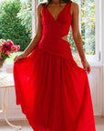 Robe Maxi Femme Sans Manches à Découpes en Coton – Coupe Fluide Ajustée Col V