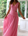 Robe Maxi Femme Sans Manches à Découpes en Coton – Coupe Fluide Ajustée Col V