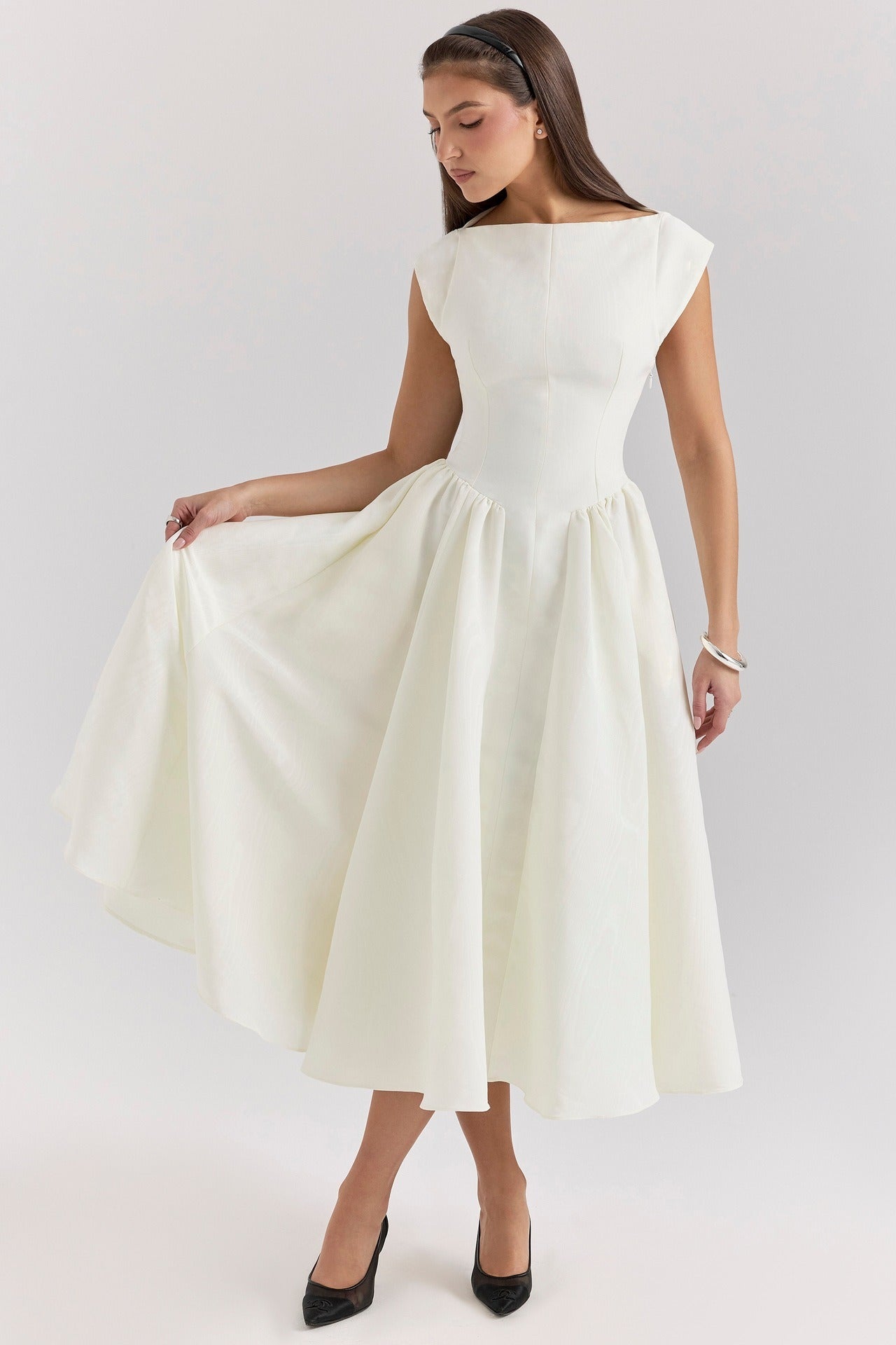 Robe Midi Femme Sans Manches Dos Nu – Col Rond Fluide