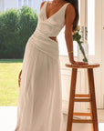 Robe Maxi Femme Sans Manches à Découpes en Coton – Coupe Fluide Ajustée Col V