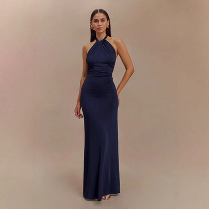 Robe Longue Femme Dos Nu – Coupe Moulante Halter